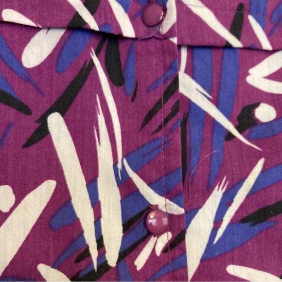 Vintage Catalina Purple Abstract Print Button Down Blouse - Picture 5 of 10